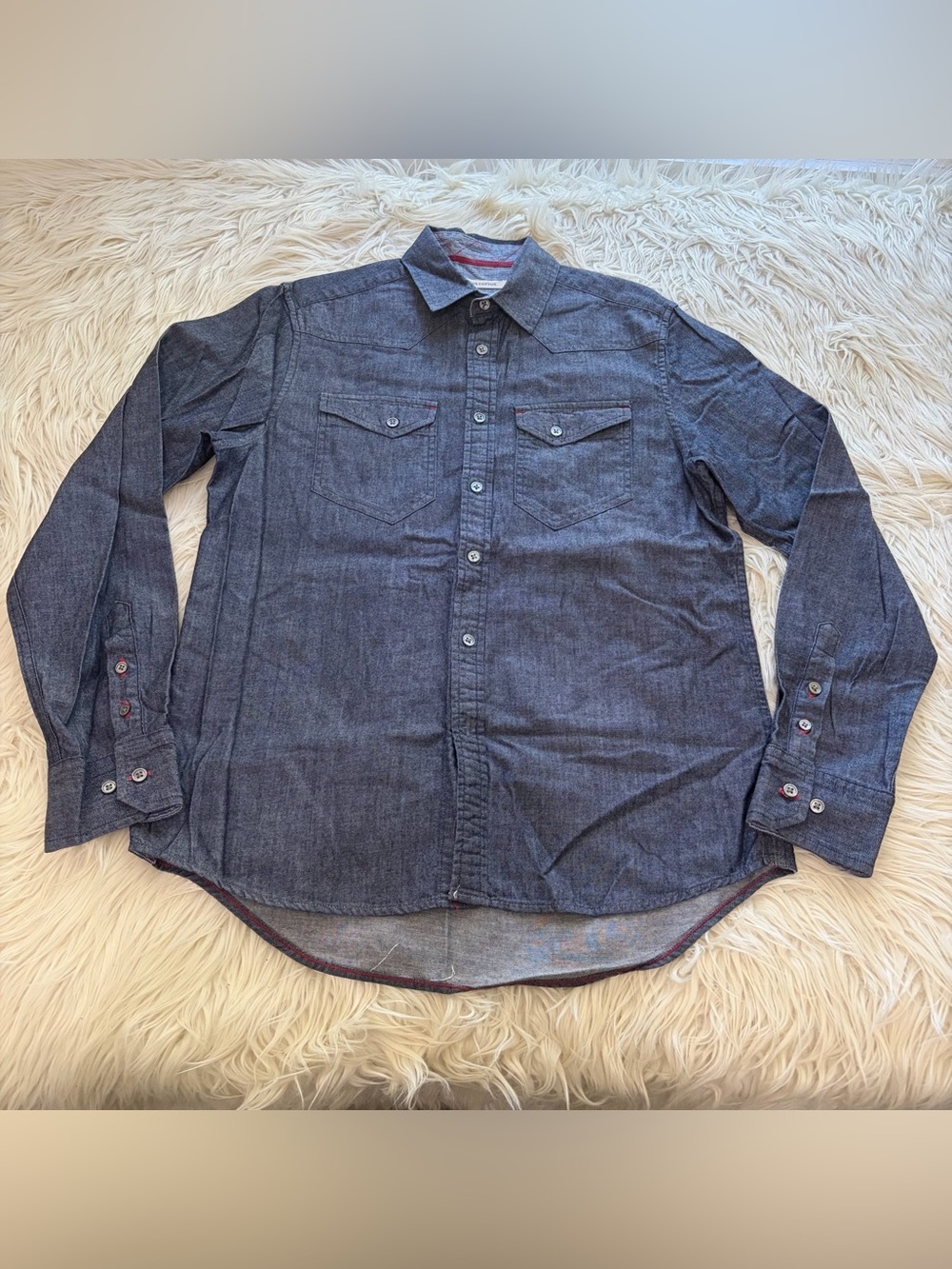Gilded Age Chambray Denim Western Shirt 100% Cotton Button Up Men’s Size M